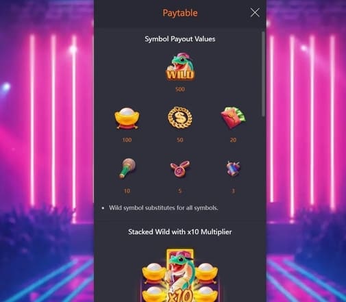 fortune snake paytable