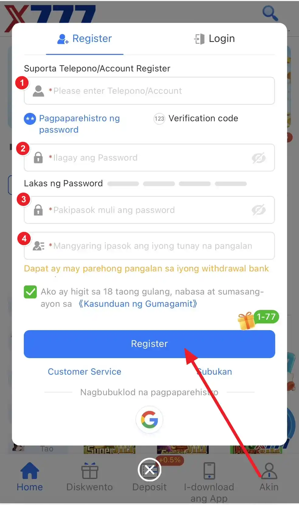 X777 Register Step-3
